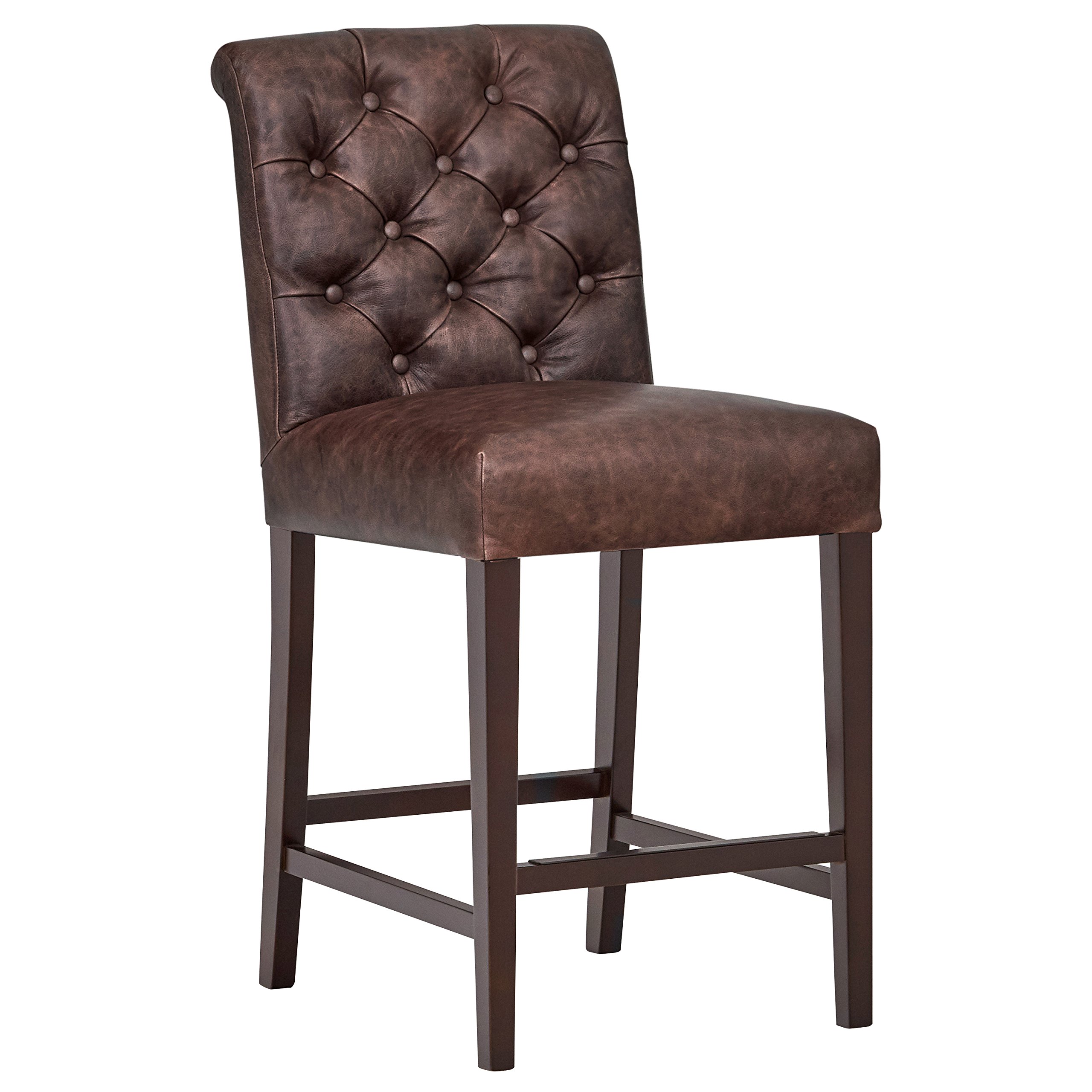 Amazon Brand – Stone & Beam Carson Tufted Leather Counter Height Kitchen Stool, 41"H, Brown