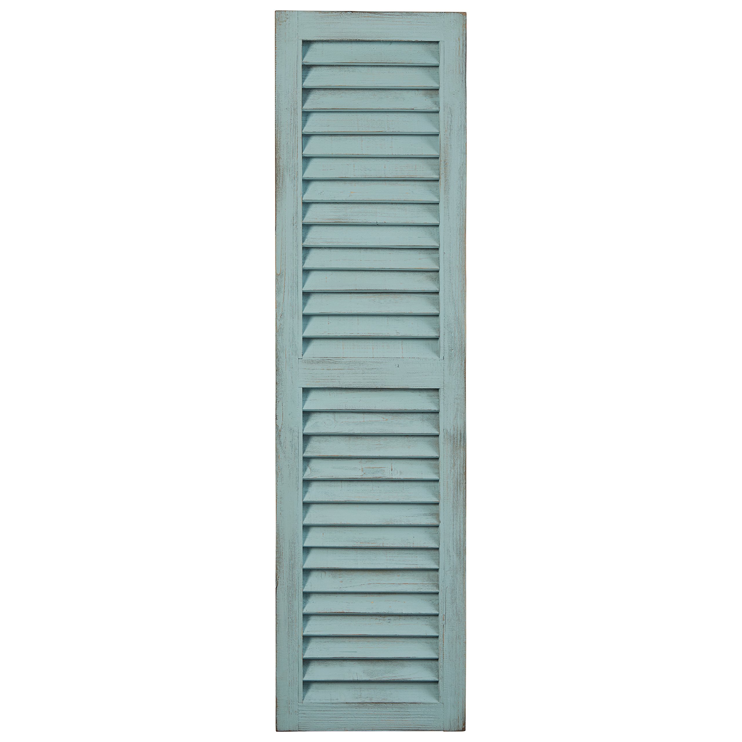 Amazon Brand – Stone & Beam Modern Rustic Wood Farmhouse Window Shutter Wall Art Home Decor - 13 x 48 Inches, Tiffany Blue