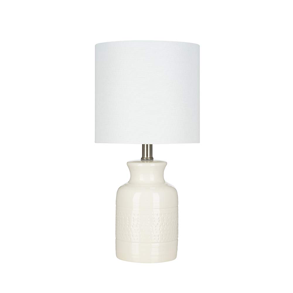 Amazon Brand – Stone & Beam Textured Ceramic Table Lamp with LED Light Bulb - 16.75 Inch, White