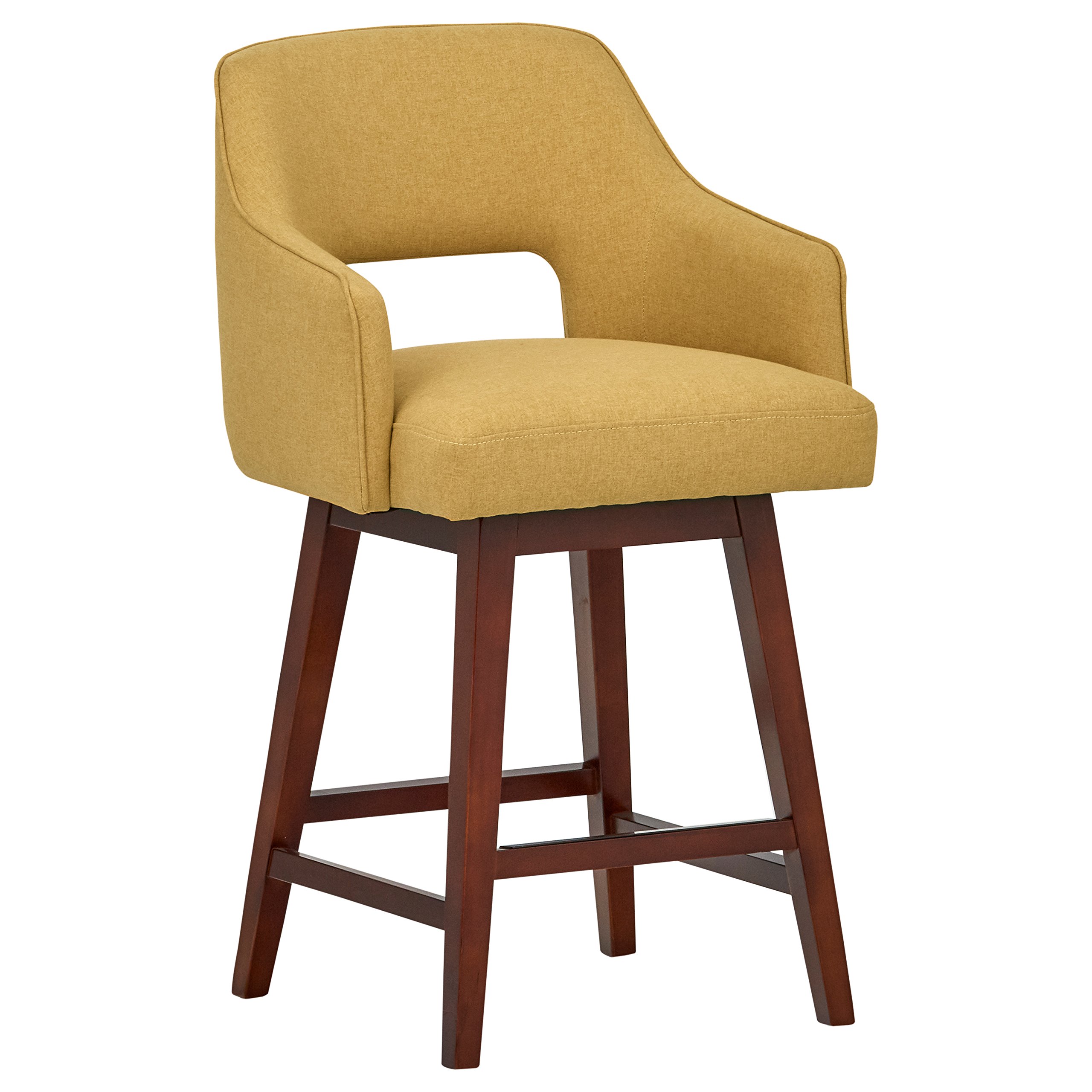 Amazon Brand – Rivet Malida Mid-Century Modern Open Back Swivel Kitchen Counter Height Stool, 37"H, Canary