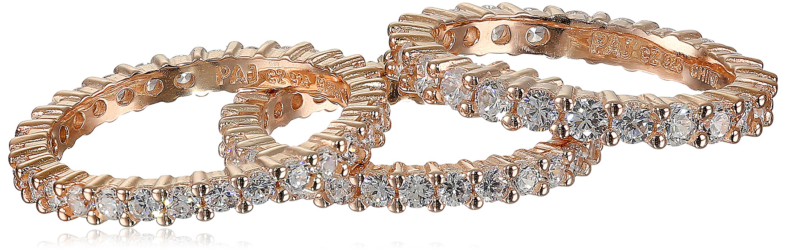 Three Sterling Silver and Cubic Zirconia Stacking All-Around Bands