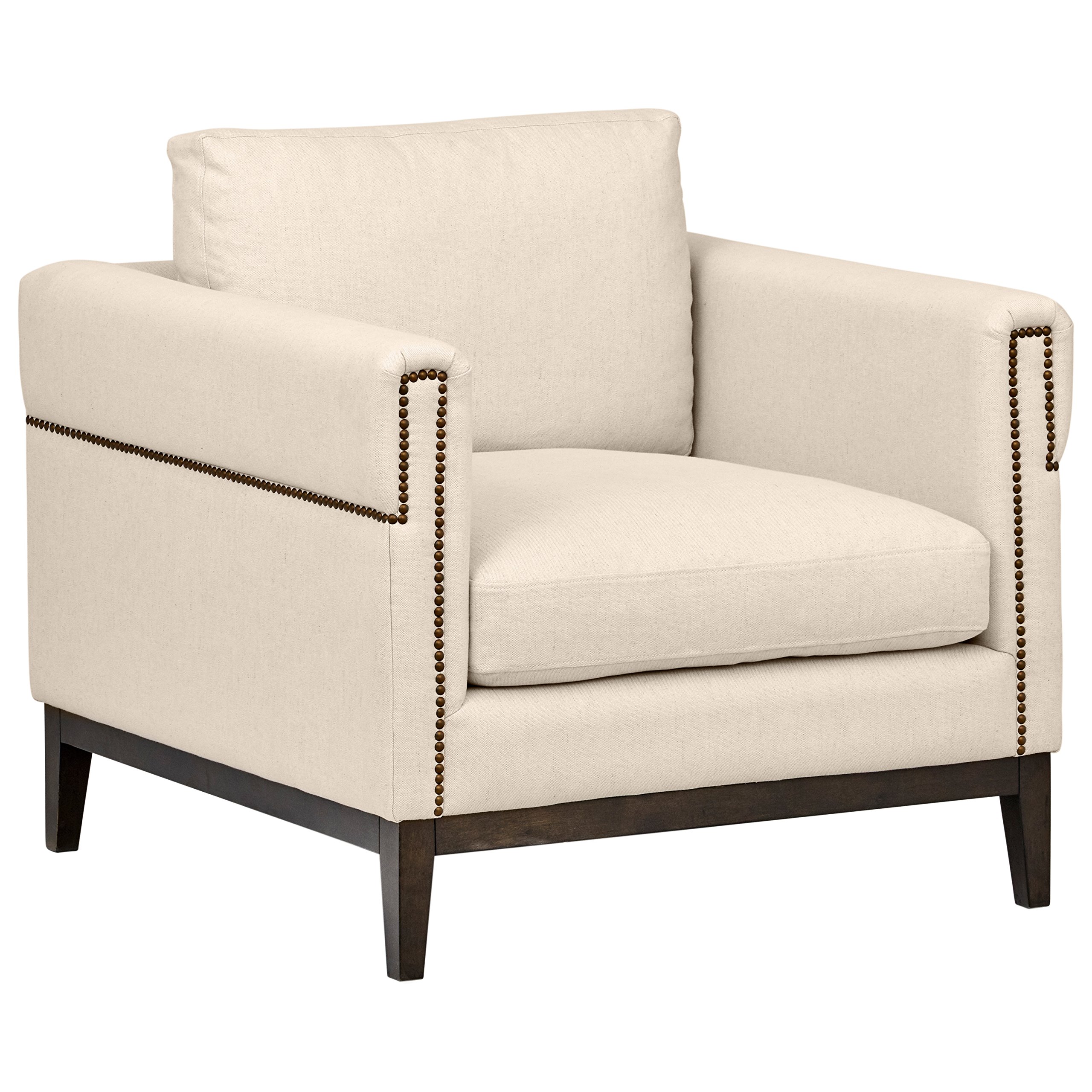 Amazon Brand – Stone & Beam Westport Modern Nailhead Upholstered Accent Arm Chair, 36"W, Neutral
