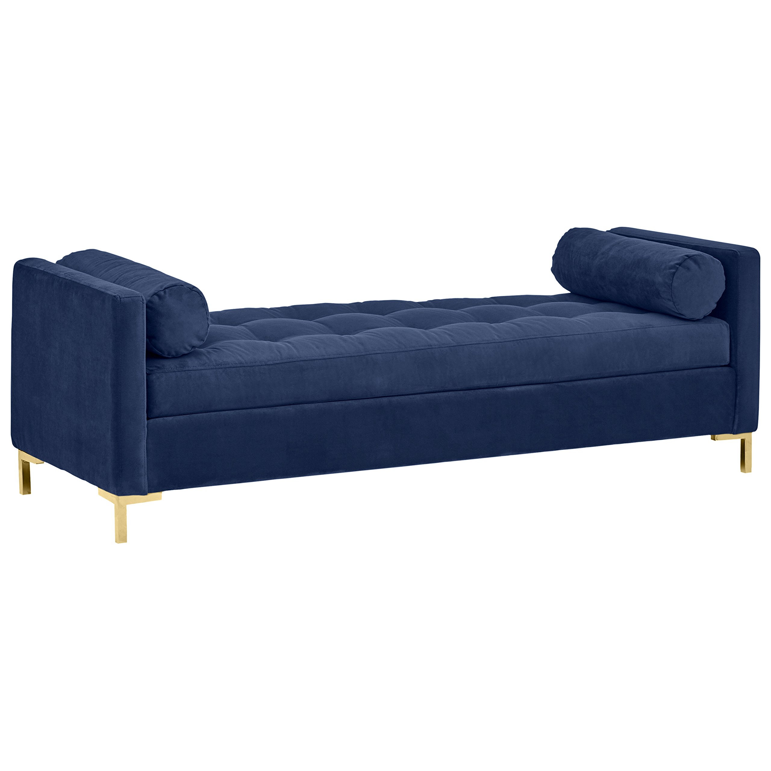 Amazon Brand – Rivet Uptown Mid-Century Velvet Tufted Customizable Daybed Sofa, 78"W, Navy &amp; Brass