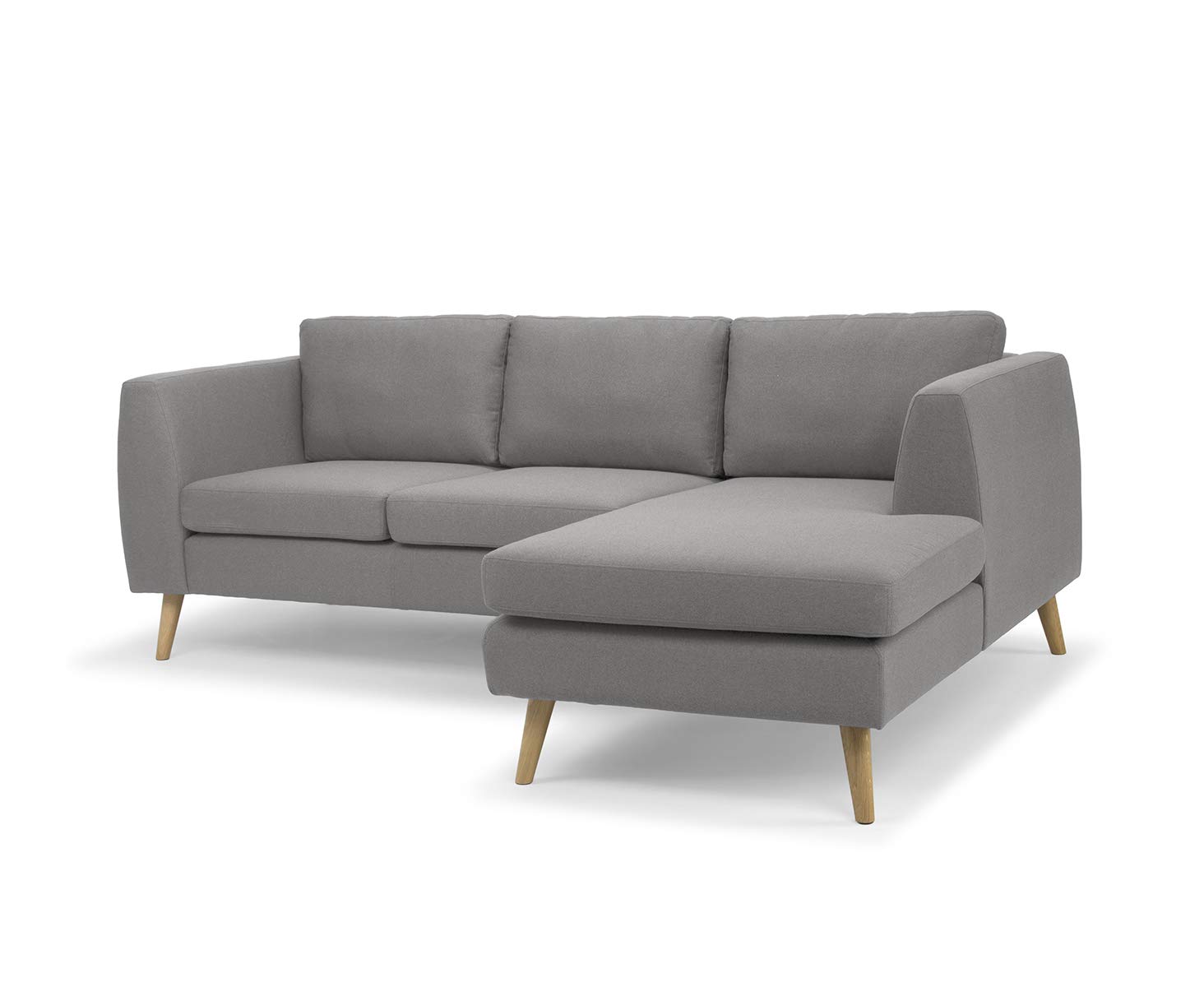 Amazon Brand - Movian Djuran 3-Seater Upholstered L-Shaped Corner Sofa with Right Side Chaise, 230 x 158 x 86 cm, Stain-Resistant Polyester, Steel Grey