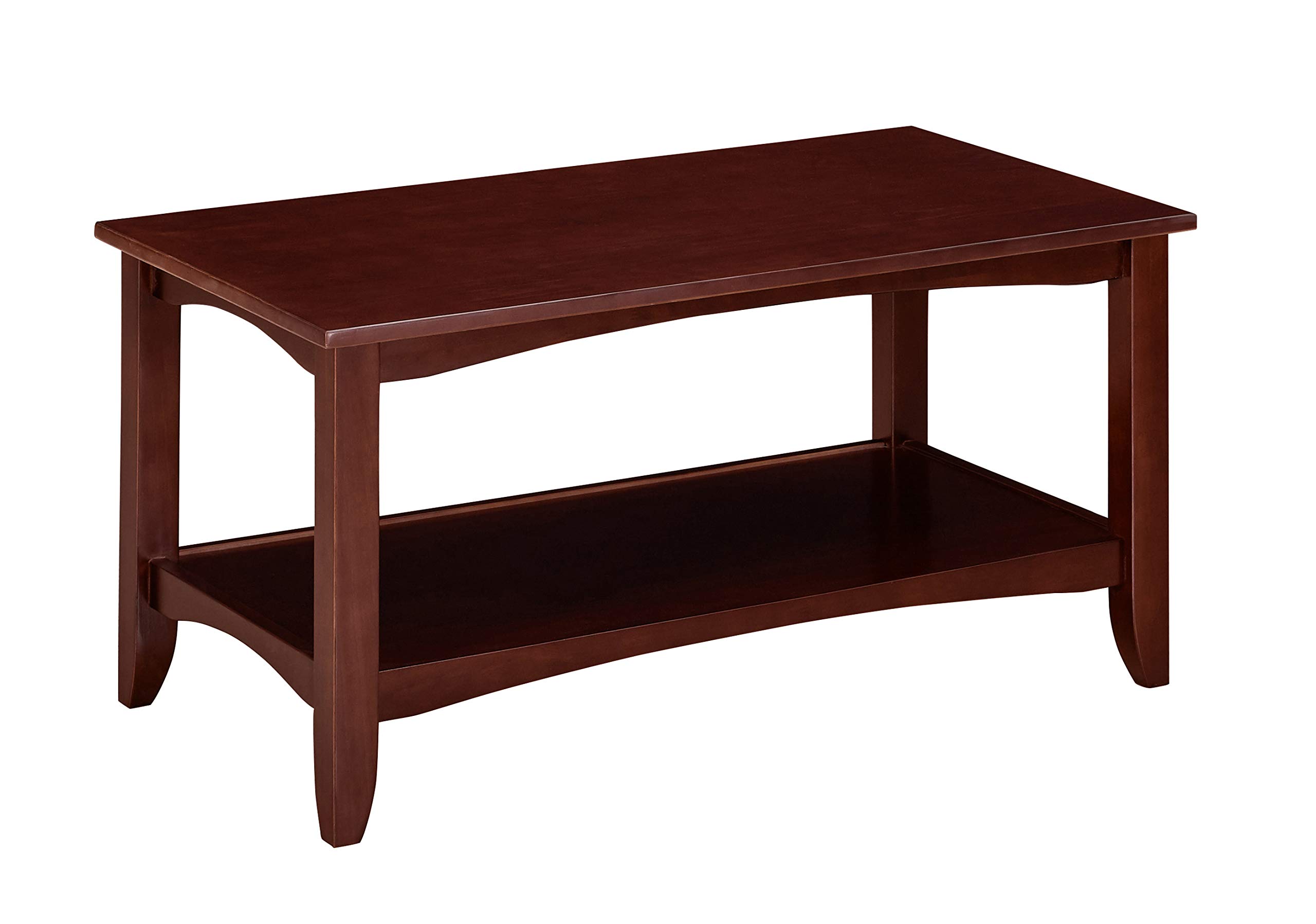 Amazon Brand – Ravenna Home Dora Classic Shelf Storage Wood Coffee Table, 37"W, Dark Espresso