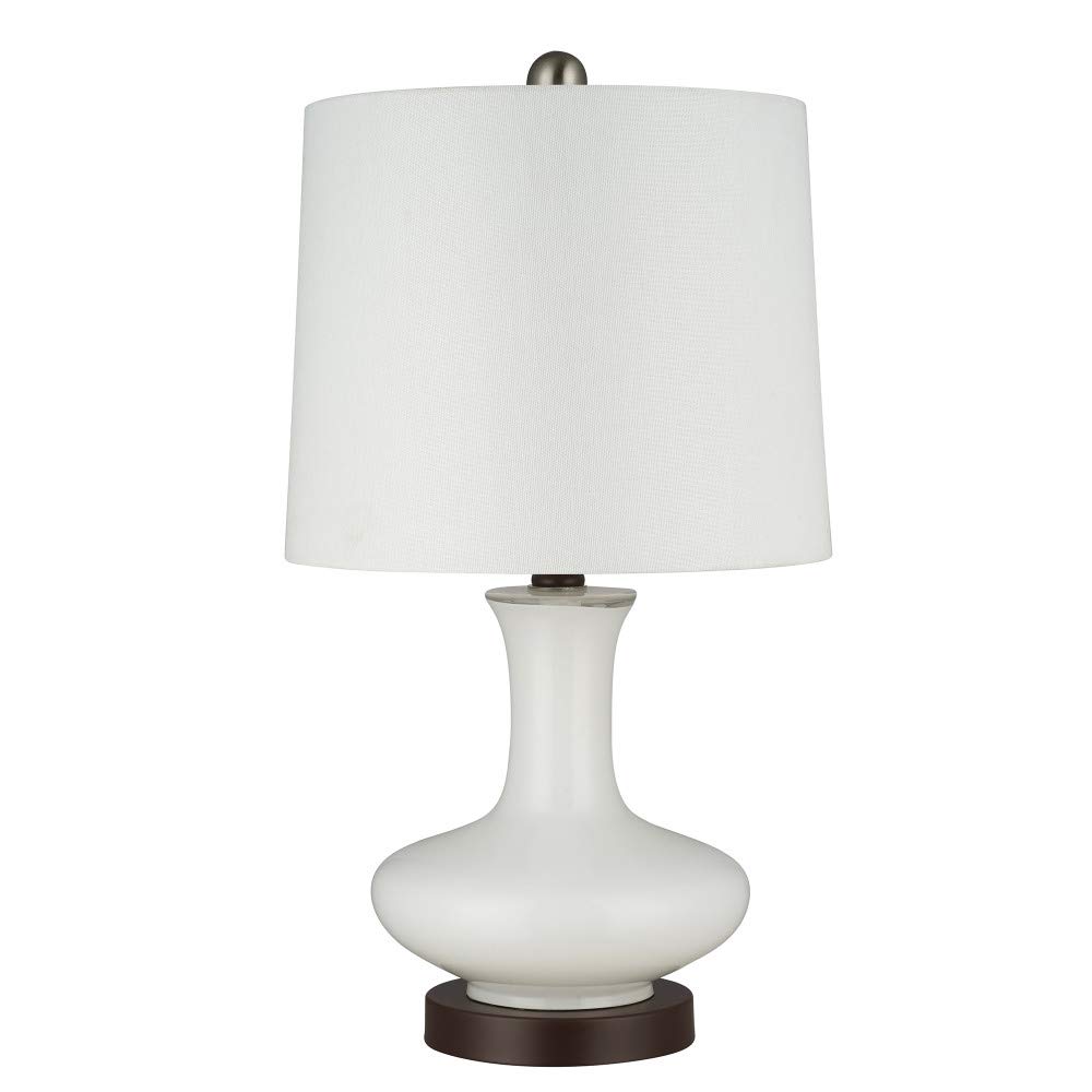 Amazon Brand – Stone & Beam Contemporary Glass Table Lamp with Narrow-Necked Body, LED Bulb Included, 20.25"H, White