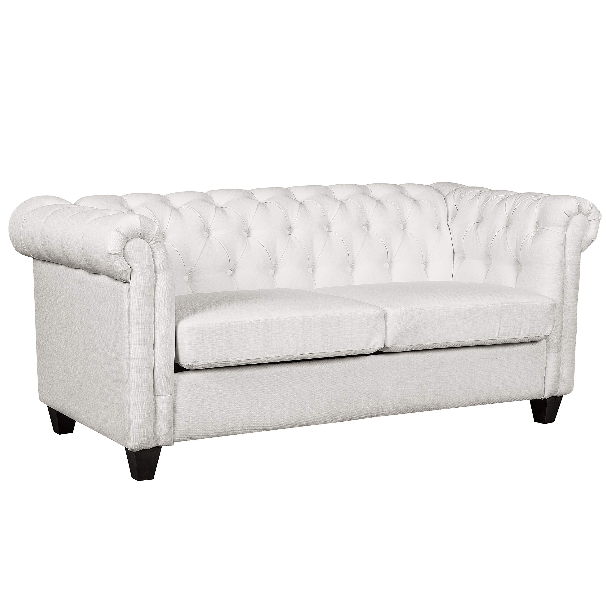 Ravenna Home Classic Chesterfield 3-Seater Sofa, 70.87"W, Soft Cream