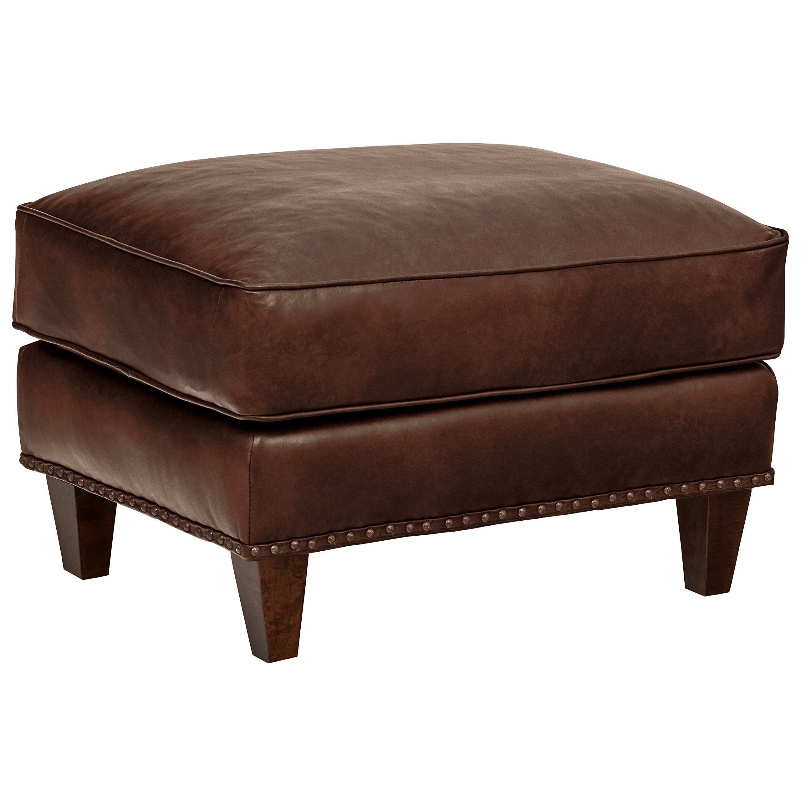 Amazon Brand – Stone & Beam Marin Leather Ottoman, 29"W, Walnut