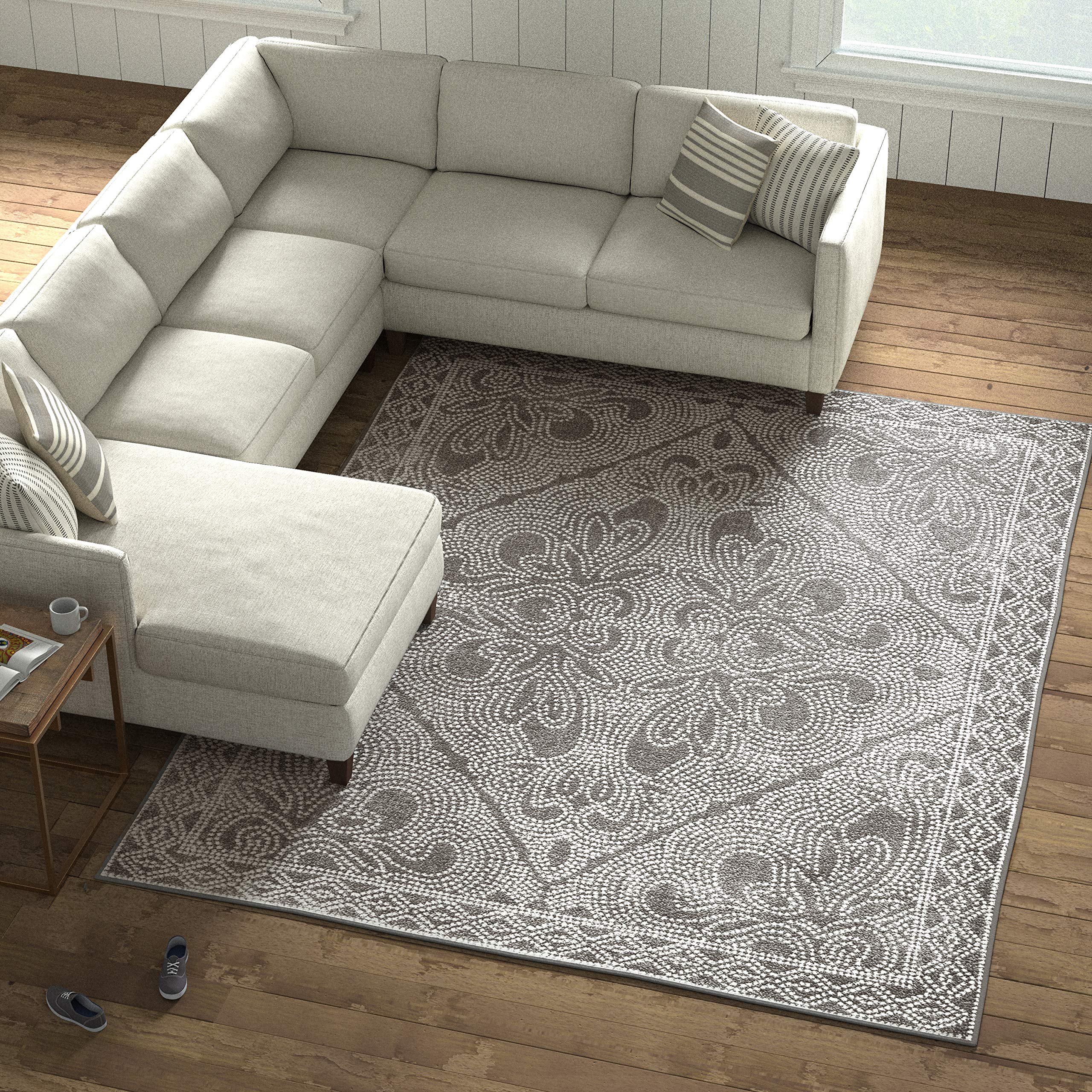 Amazon Brand – Stone & Beam Modern Naturally Ornate Rug, 8' x 10', Charcoal