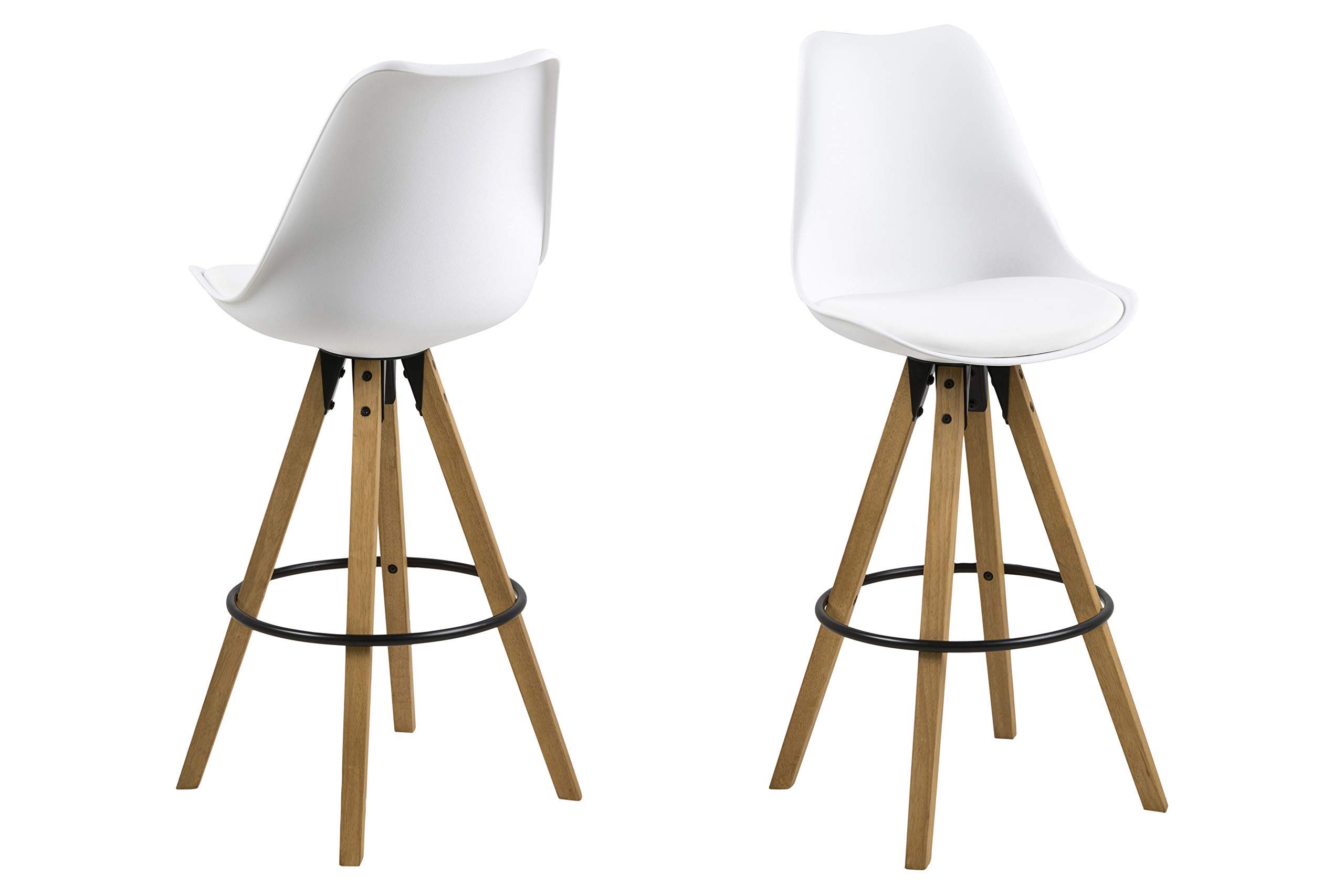 Amazon Brand - Movian Arendsee - Juego de 2 taburetes de bar, 55 x 48,5 x 111,5 cm (largo x ancho x alto), blanco