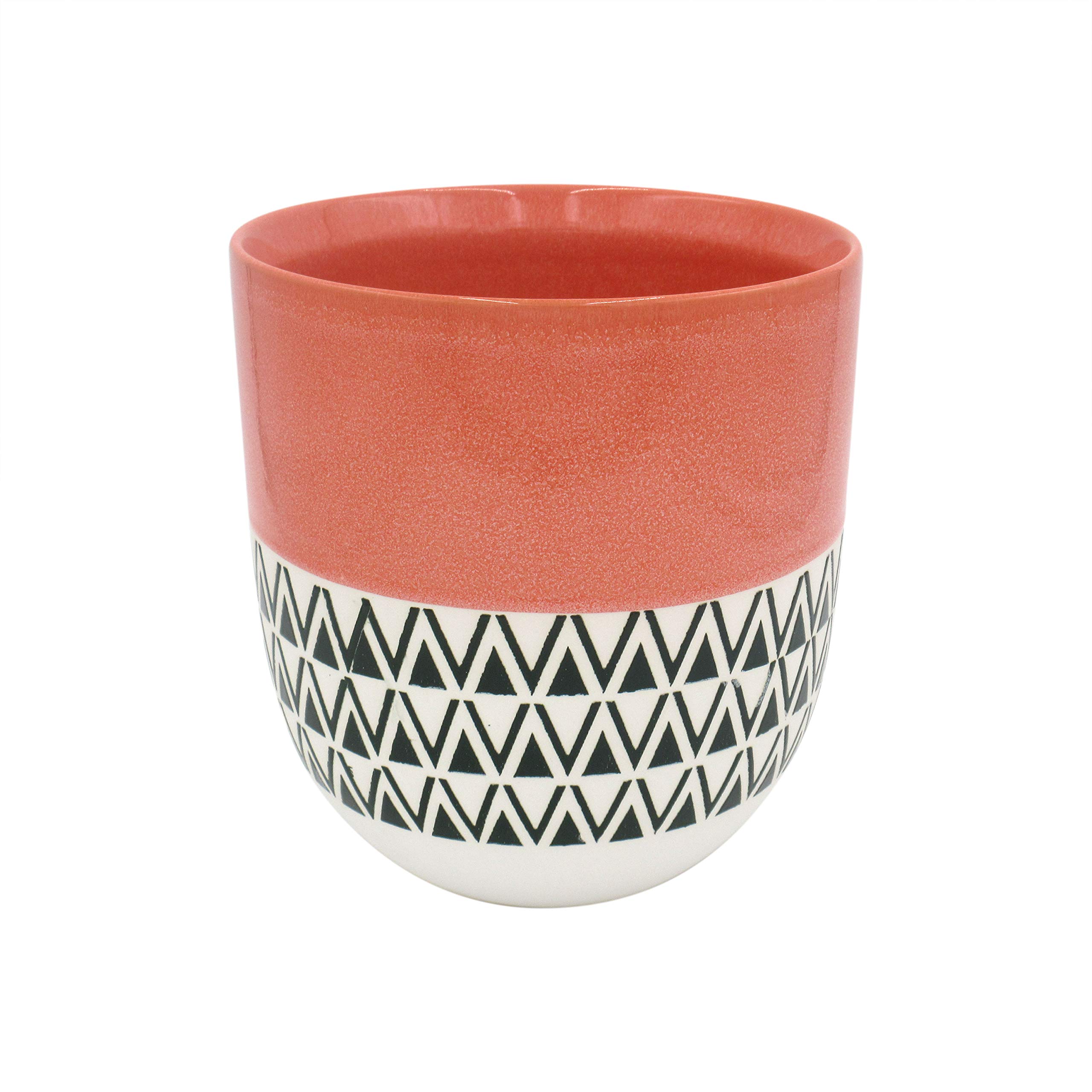 Amazon Brand – Stone & Beam Mid-Century Two-Toned Planter, 8.46"H, Coral Pink