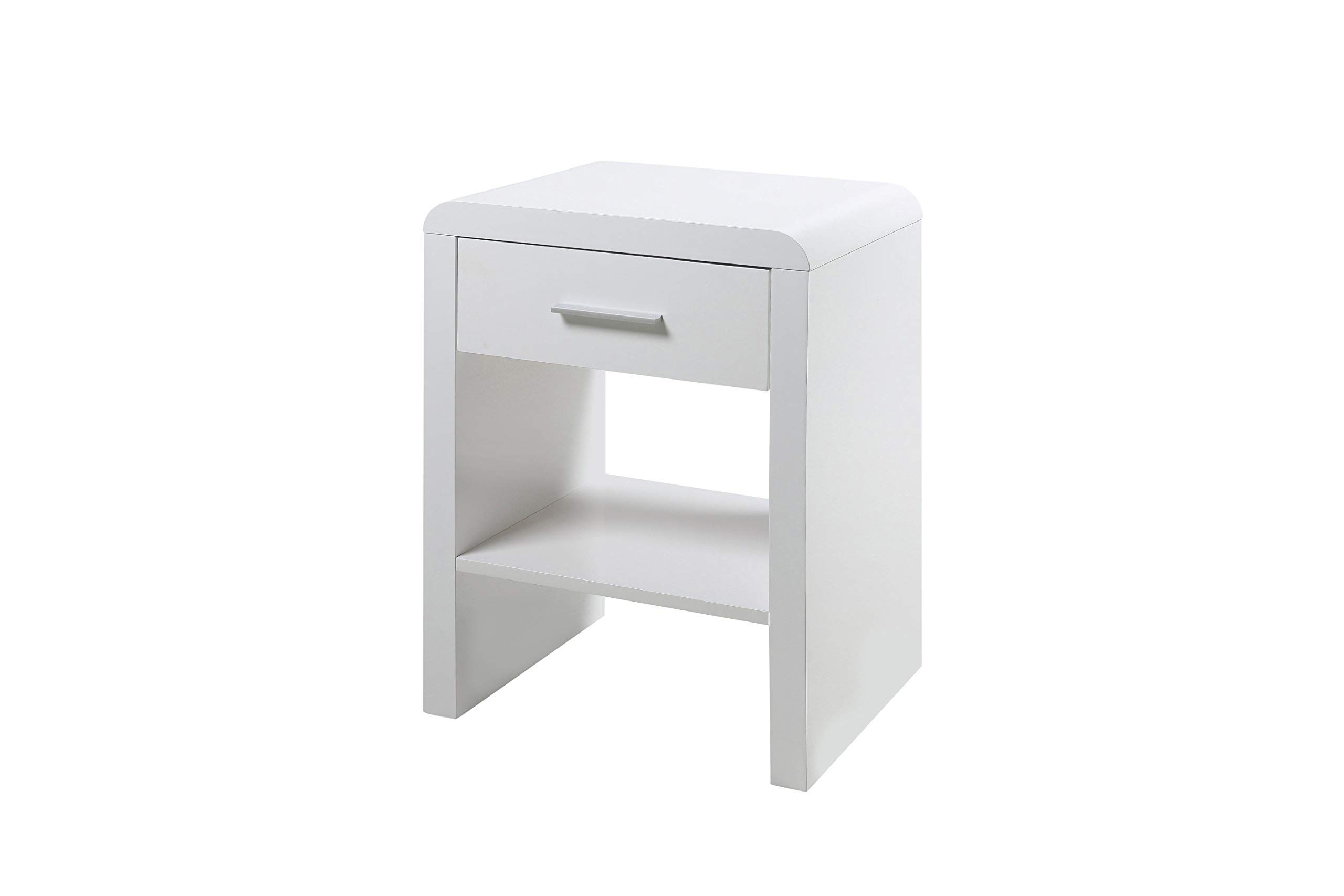 Marque Amazon - Movian Ritom - Table de chevet, 35 x 45 x 59 cm (longueur x largeur x hauteur), Blanc brillant