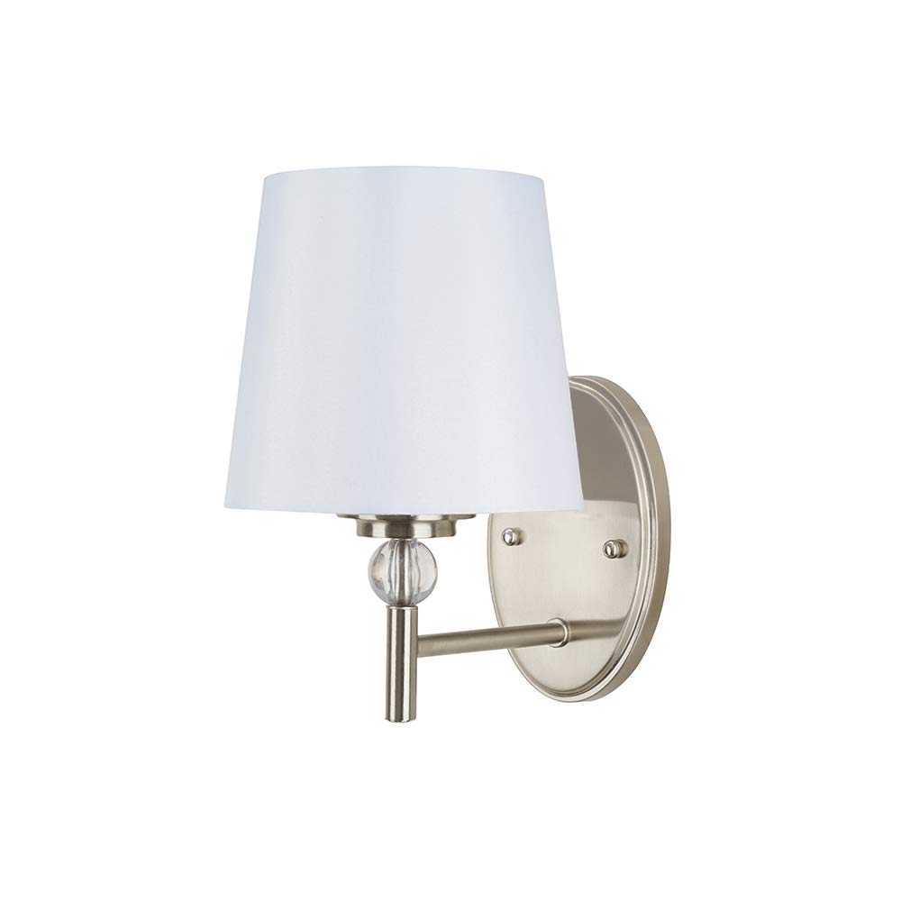 Amazon Brand – Ravenna Home Glass Detail Wall Sconce with LED Light Bulb, 10.5"H, Brushed Nickel