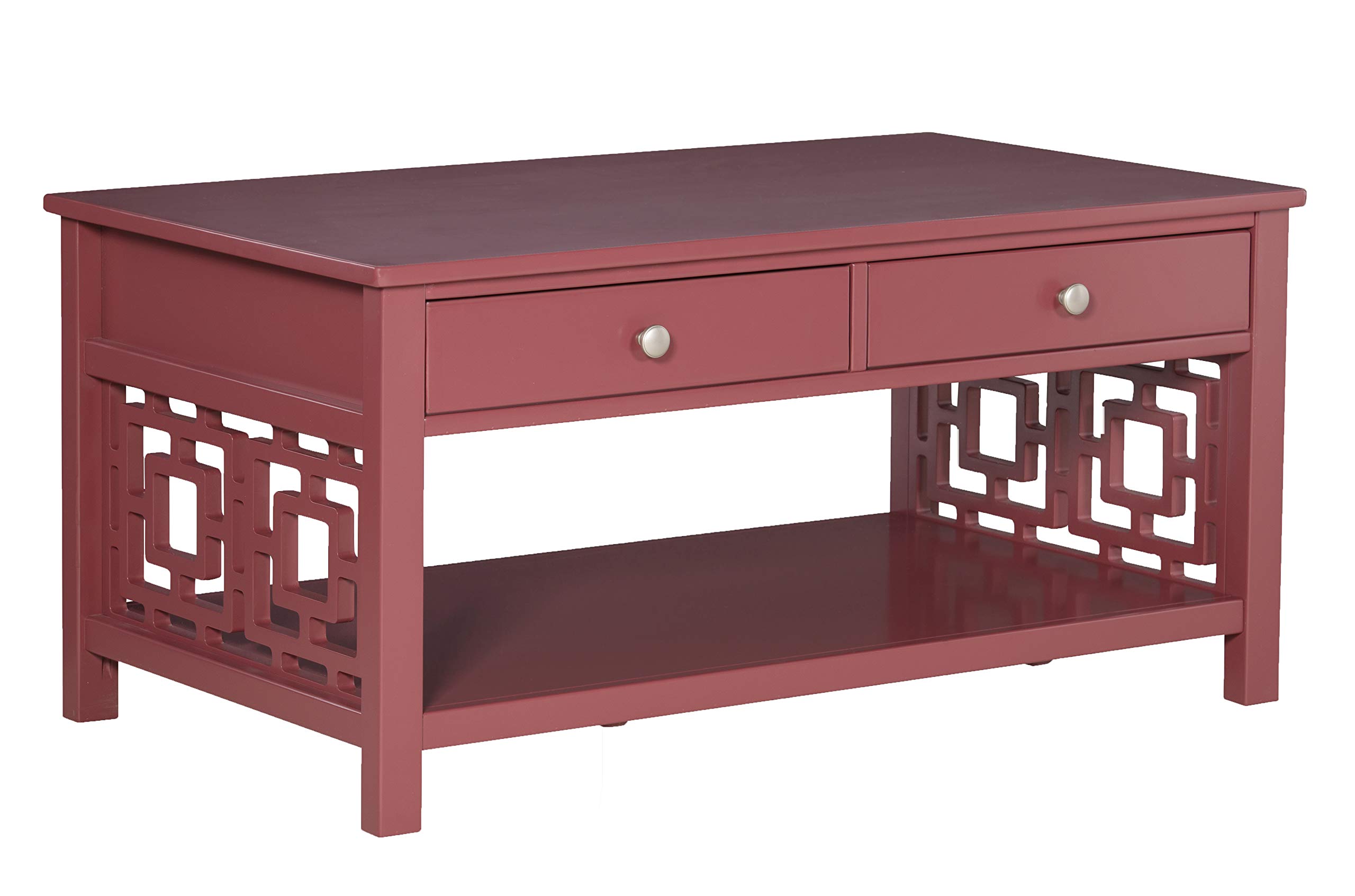 Ravenna Home Classic Coffee Table with Side Cutouts, 42"W, White Wood