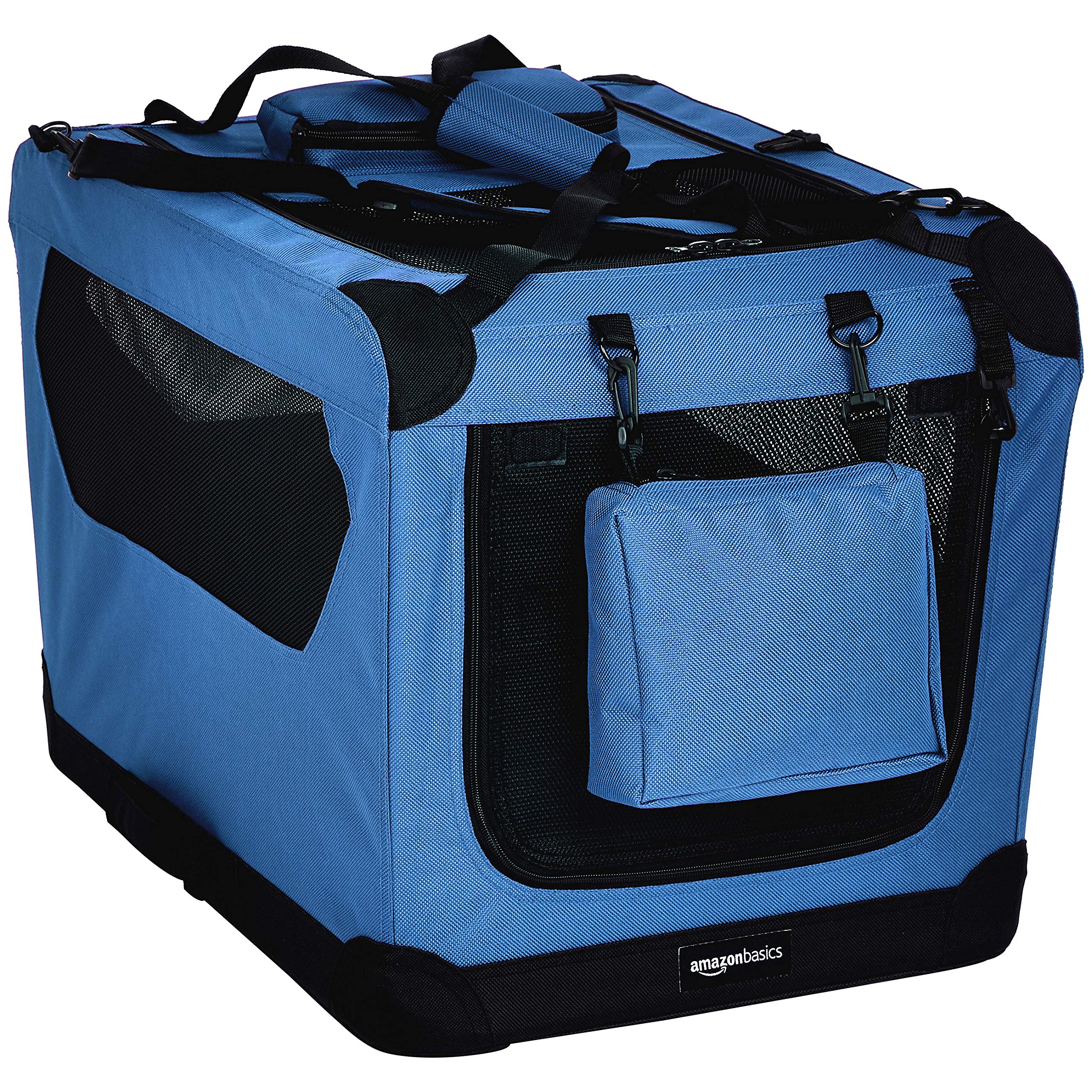 AmazonBasics Premium Folding Portable Soft Pet Dog Crate Carrier Kennel - 26 x 18 x 18 Inches, Blue