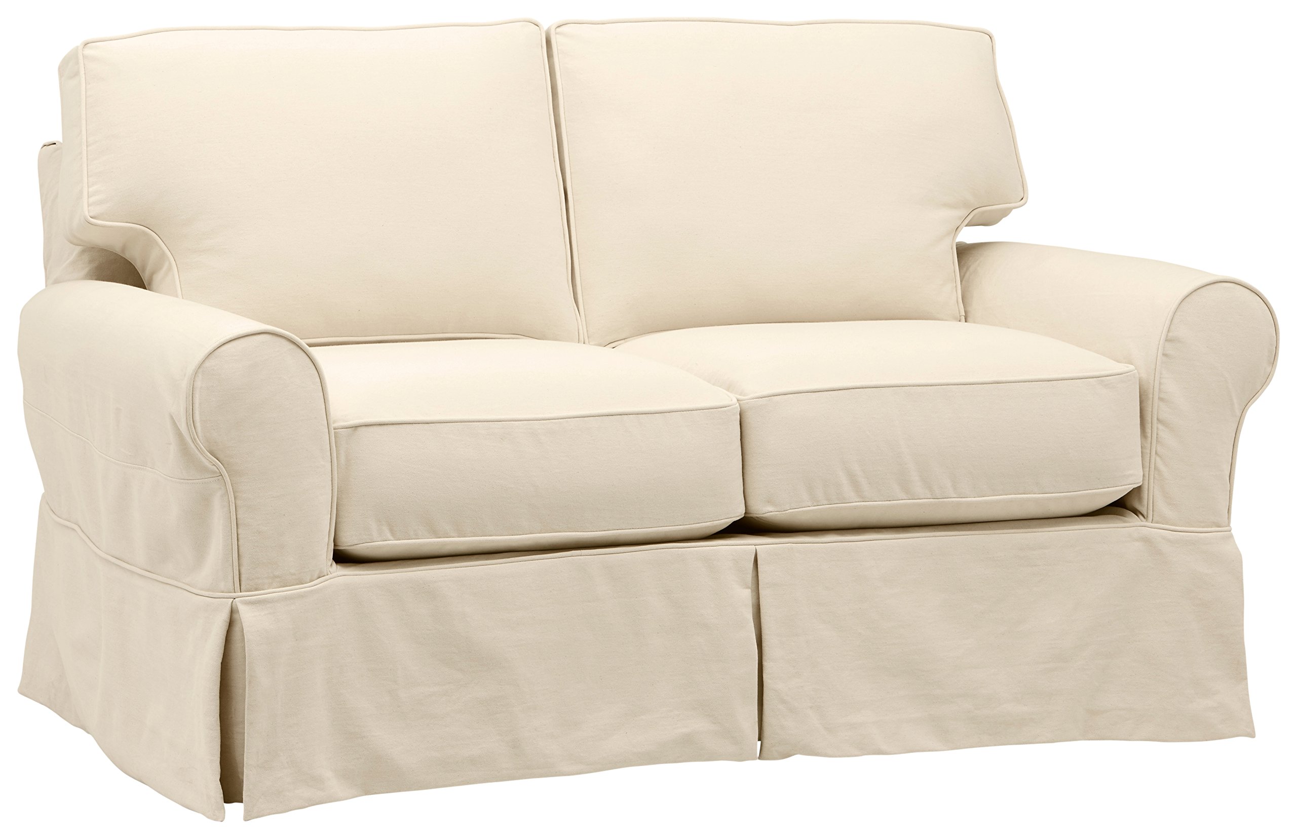 Amazon Brand – Stone & Beam Carrigan Modern Loveseat Sofa Couch with Slipcover, 68"W, Natural