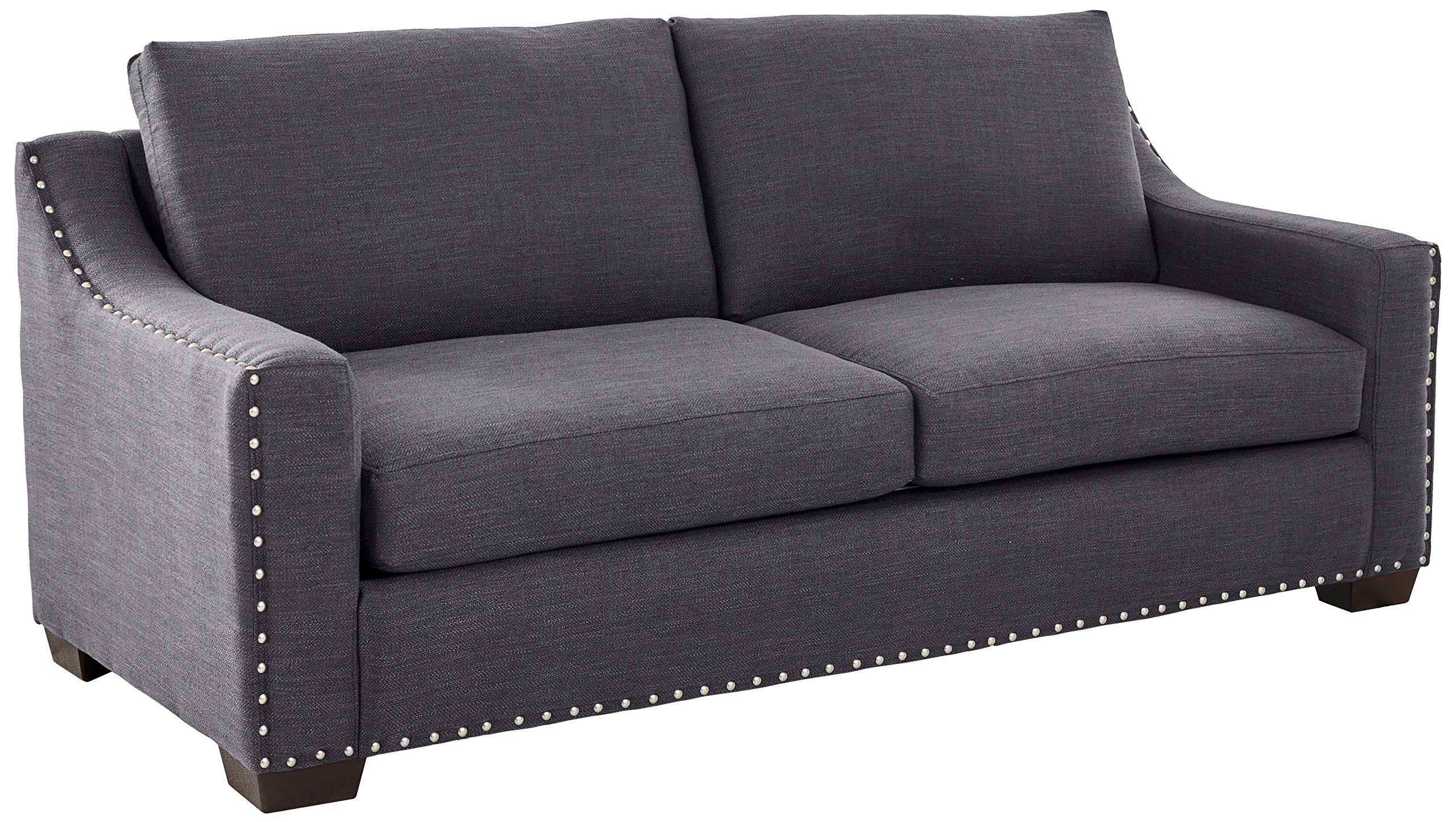 Amazon Brand – Ravenna Home Mayes Sloped Nailhead Sofa, 87"W, Slate Blue