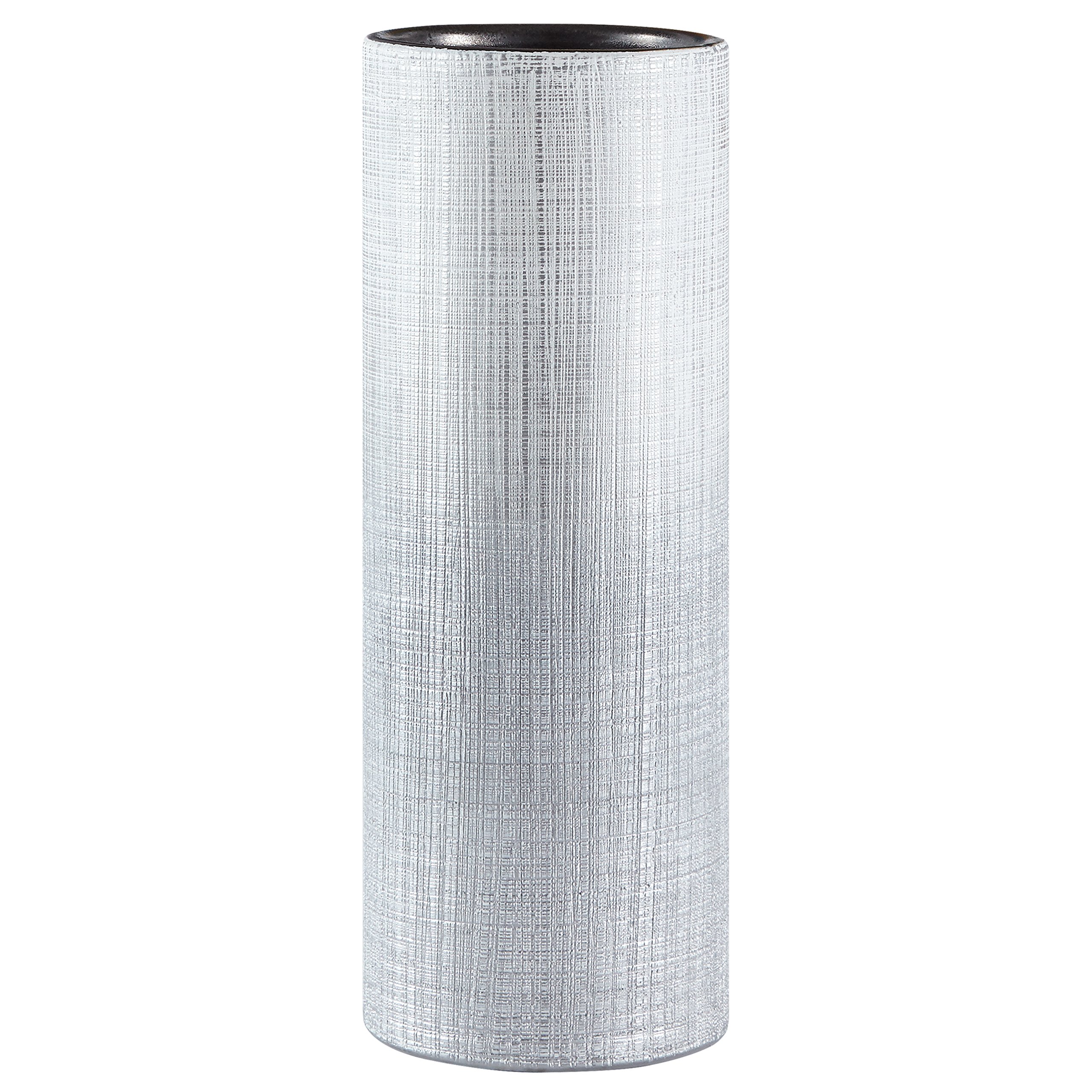 Amazon Brand – Rivet Rustic Stoneware Indoor Outdoor Flower Plant Home Decor Tall Cylinder Vase, 11"H, Silver
