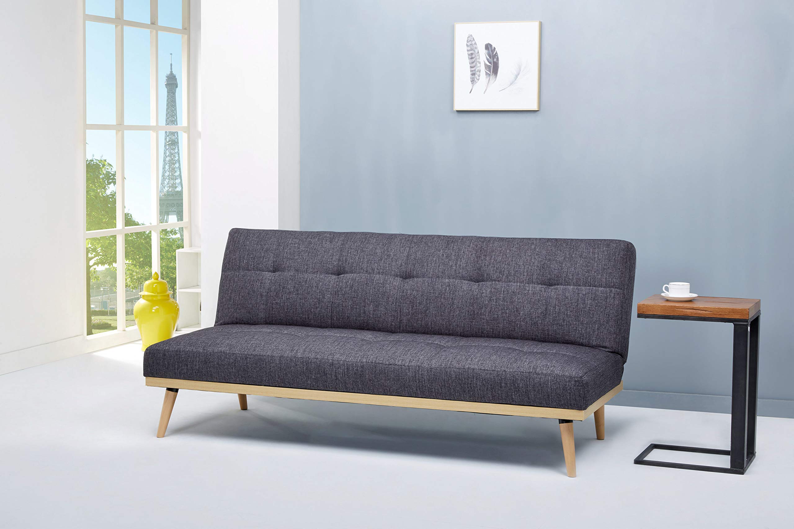 AmazonBasics - Canapé convertible 3 places, 182 x 80 x 80 cm, Gris foncé