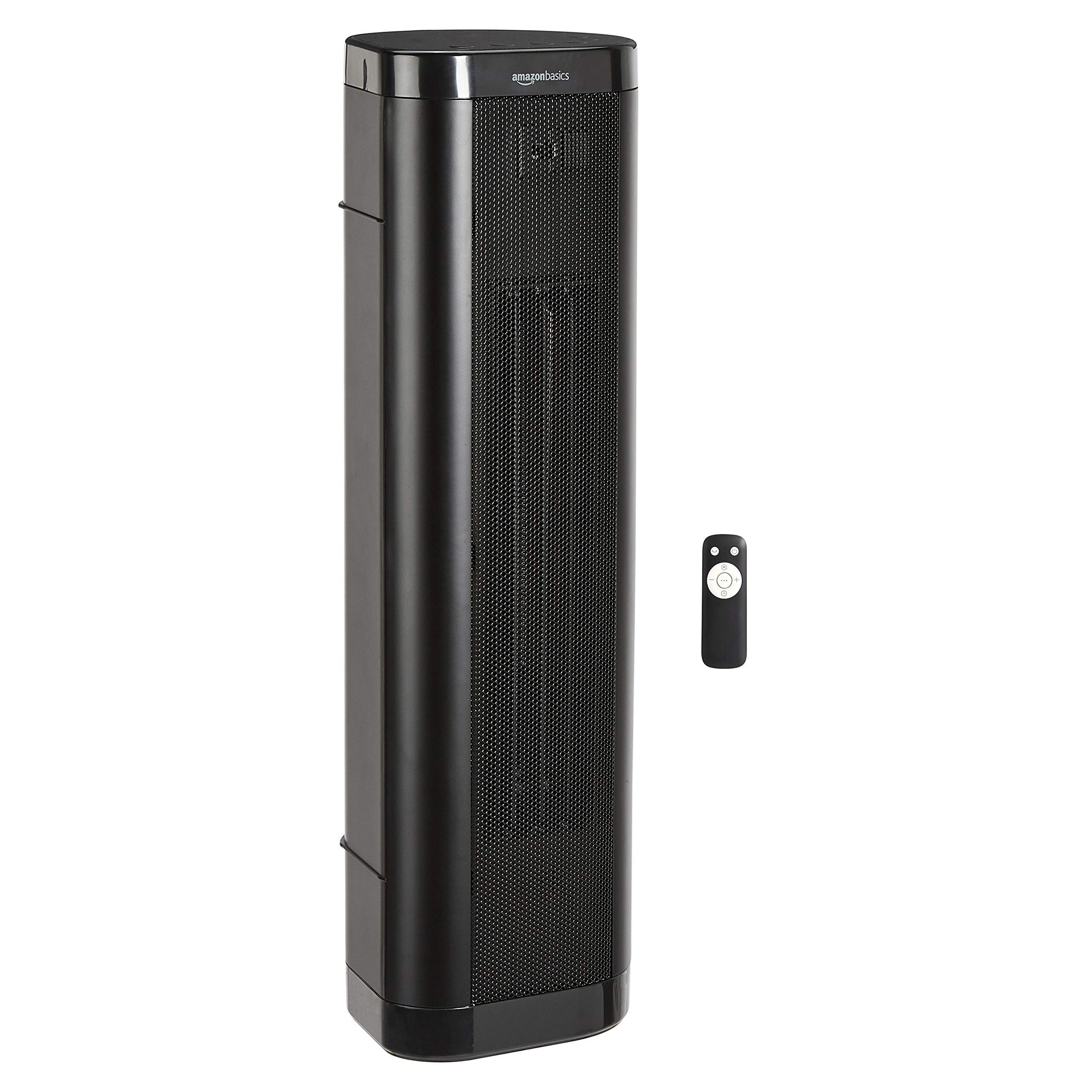 AmazonBasics 22" 1500W Portable Ceramic Tower Space Heater with Remote, 2 Heat Settings (Renewed)