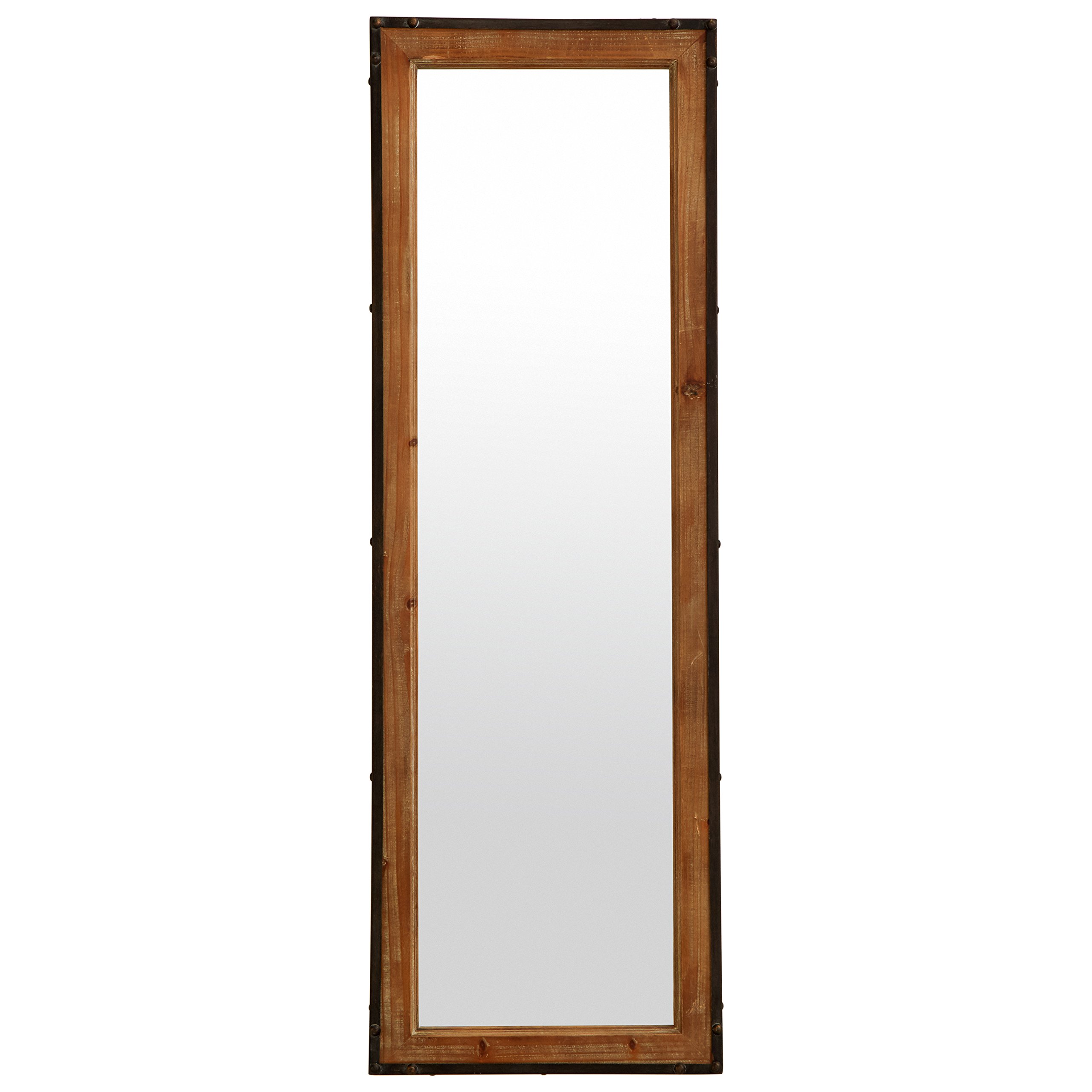 Amazon Brand – Stone & Beam Wood and Iron Hanging Wall Mirror, 42.25" Height, Natural Wood and Black