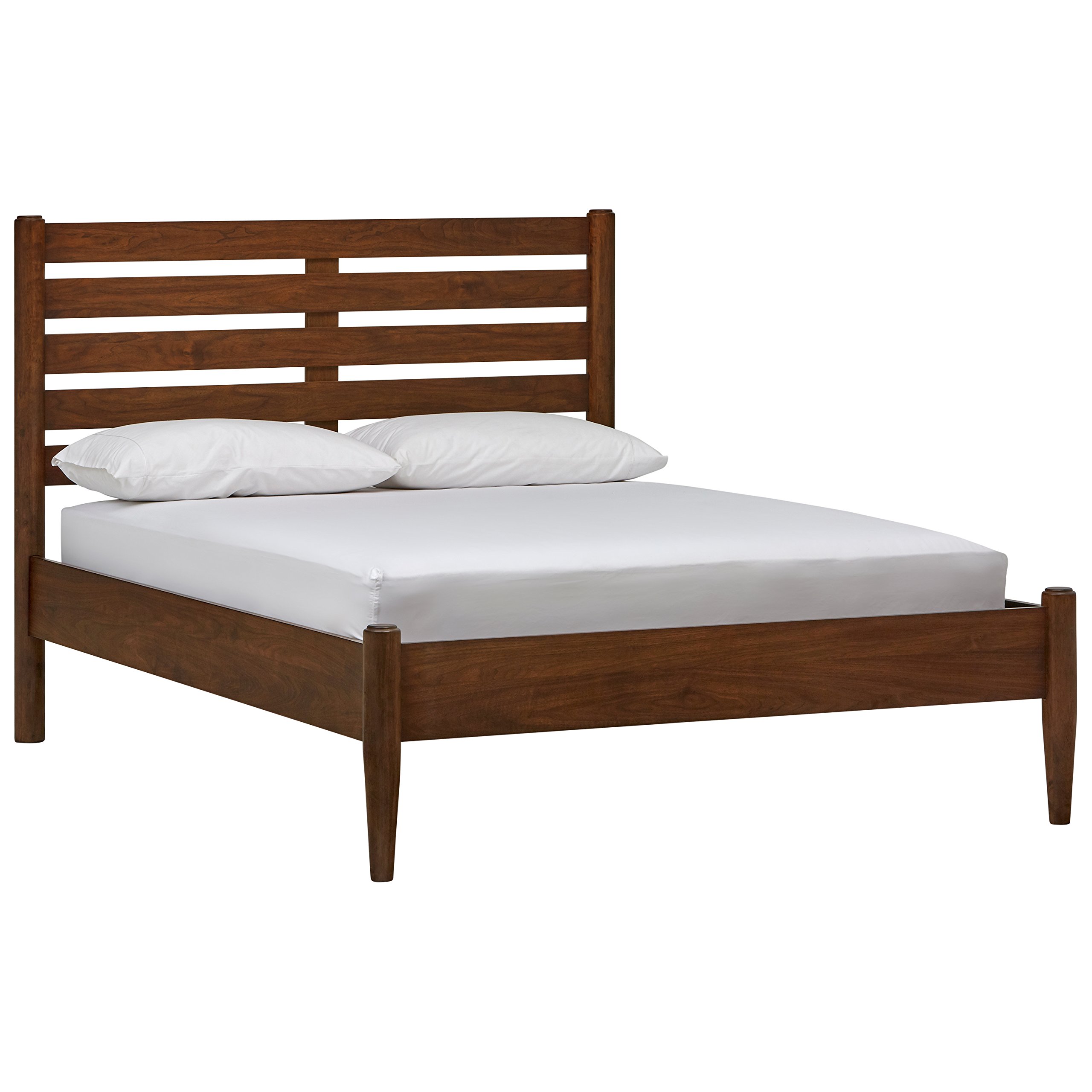 Rivet Jonathan Mid-Century Modern Wood Queen Bed, 64.5" W, Walnut