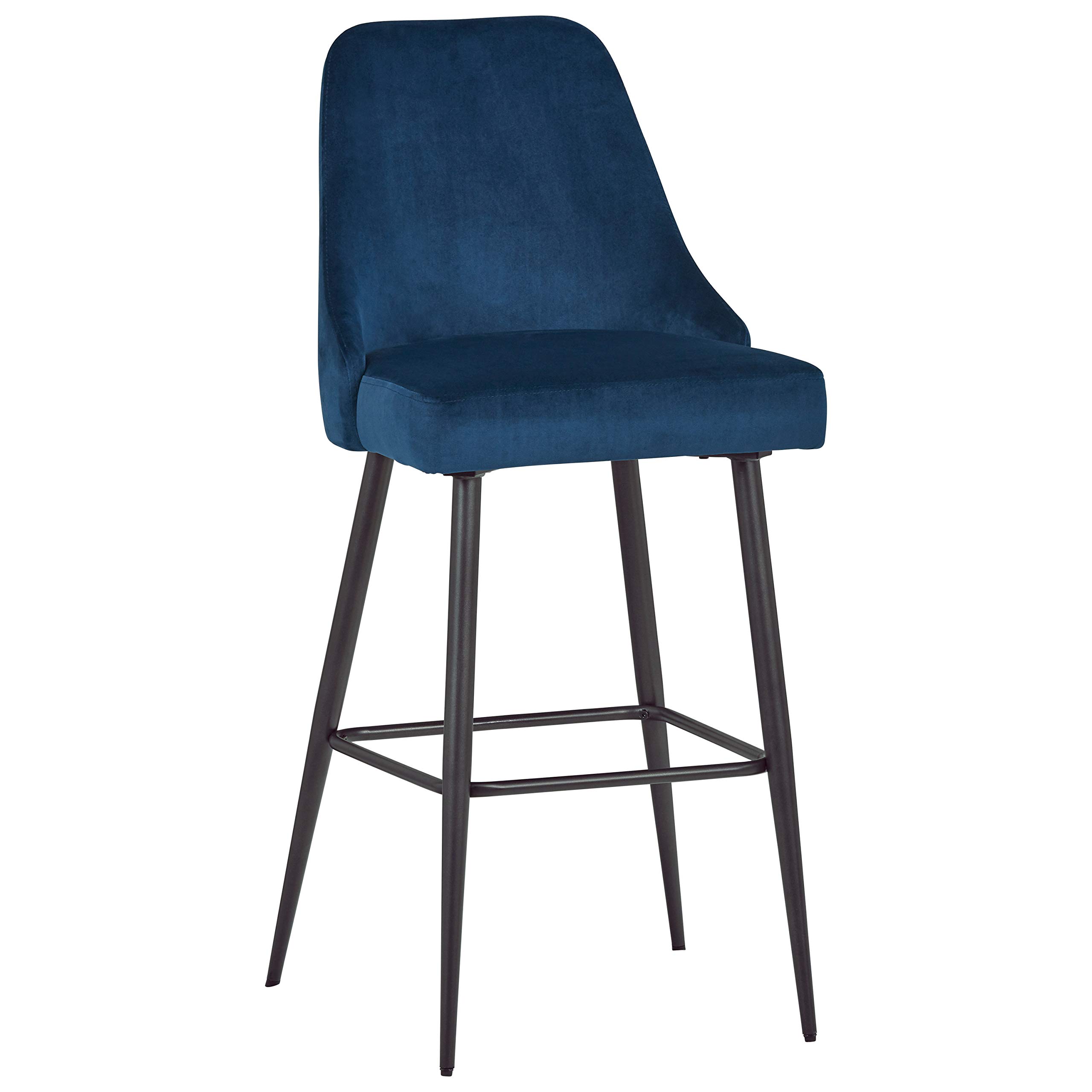 Amazon Brand – Rivet Modern High-Back Barstool, Set of 2, 43.5"H, Blue