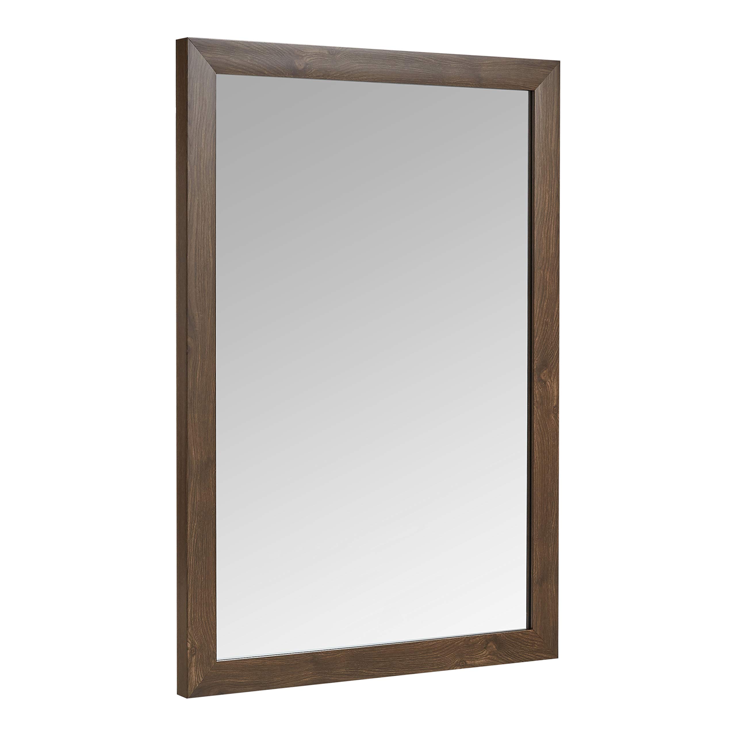 Amazon Basics Rectangular Wall Mirror - 20" x 28", Standard Trim, Walnut