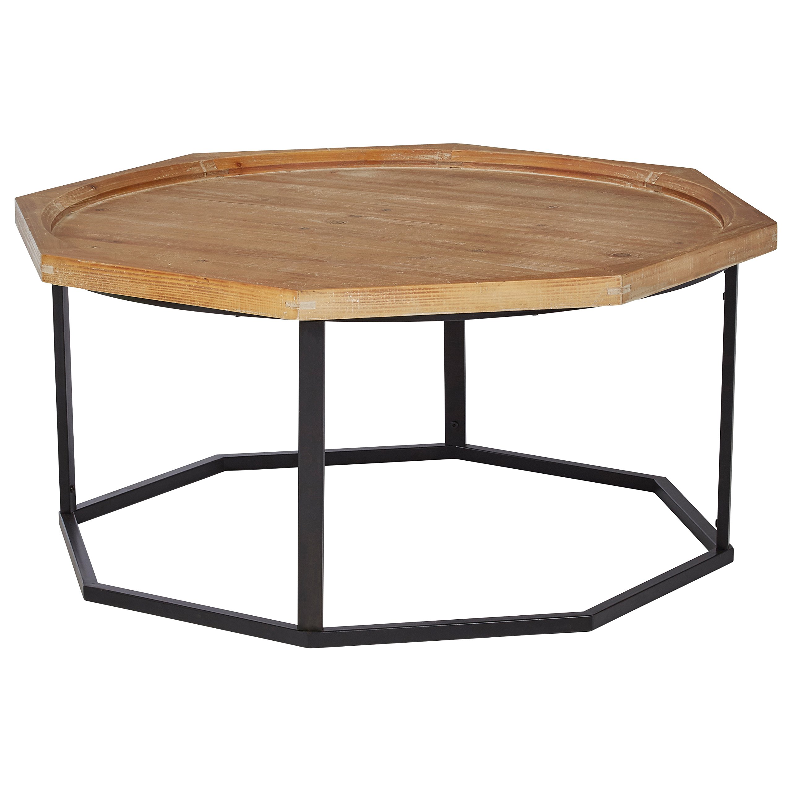 Amazon Brand – Stone & Beam Aire Rustic Octagonal&nbsp;Fir Wood Coffee Table, 39.5"W, Black & Natural