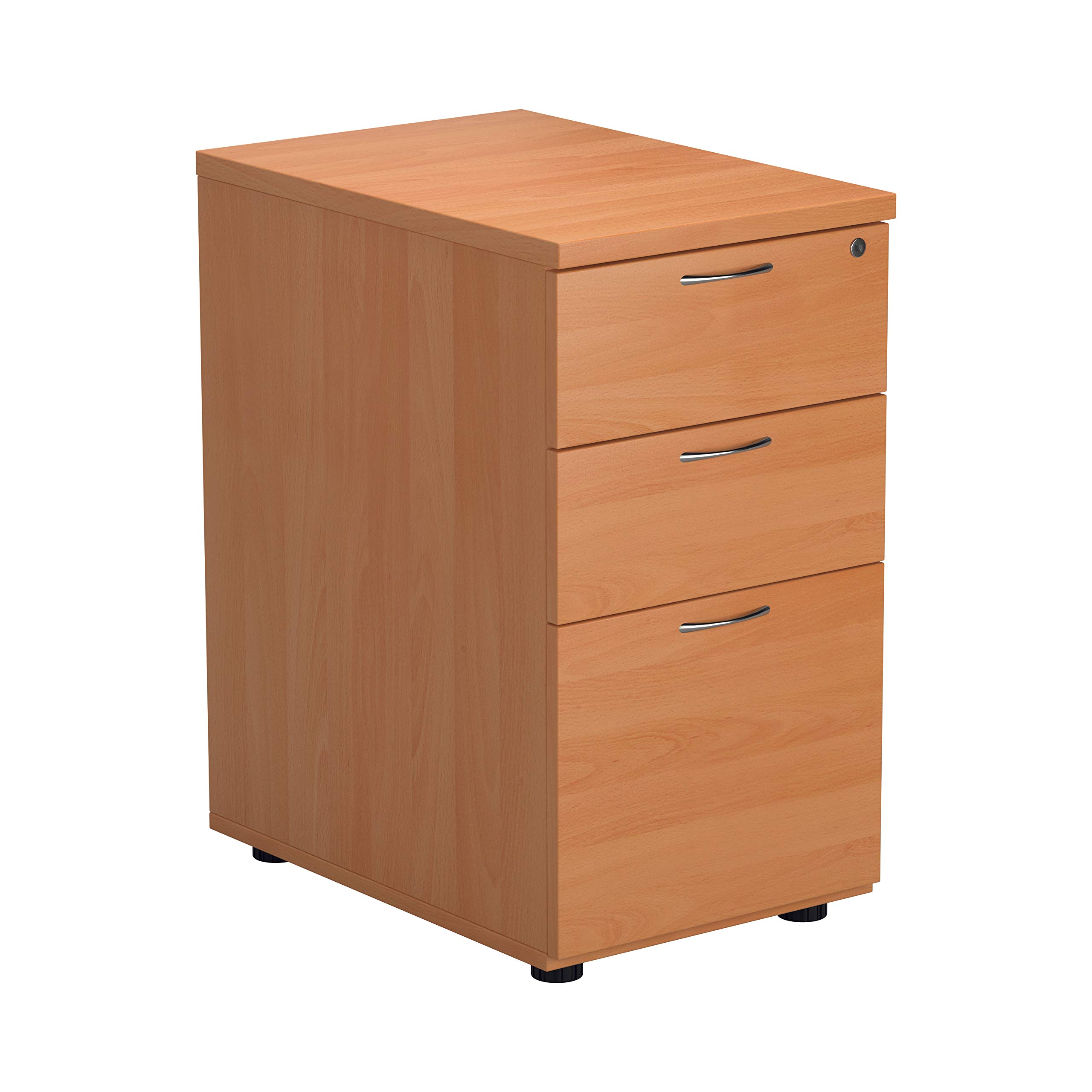 Office Hippo Heavy Duty 3 Drawer Desk High Pedestal, Pre-Assembled, Wood, Beech, 60 cm Deep