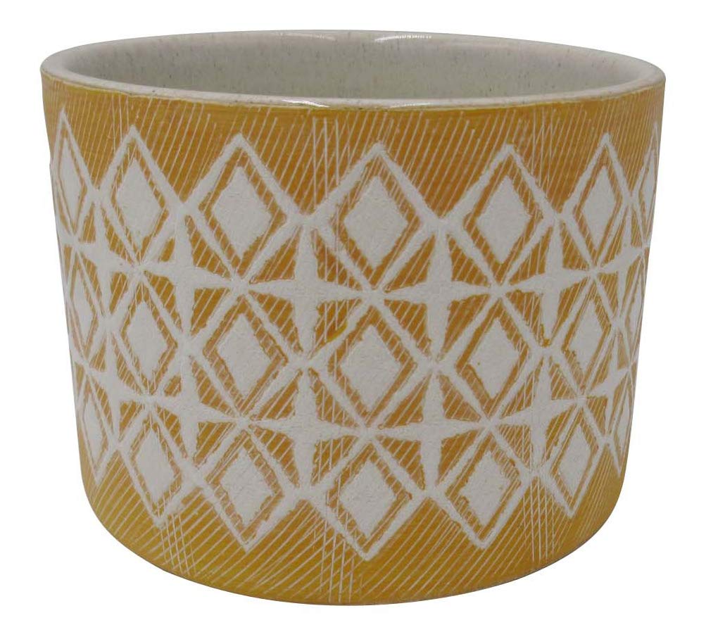 Amazon Brand – Rivet Geometric Ceramic Planter, 4.125"H, Golden Yellow