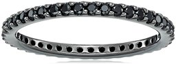 Black-Rhodium-Plated Sterling Silver Swarovski Zirconia Black-Rhodium Round Cut All-Around Band Ring, Size 8