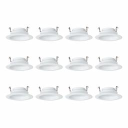 AmazonCommercial 65 Watt Equivalent, 4-Inch Recessed Downlight, Dimmable, Round LED Light Bulb | Warm White, 12-Pack