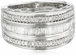 Sterling Silver Round and Baguette Diamond Band (1/2 cttw, IJ Color, I2-I3 Clarity)