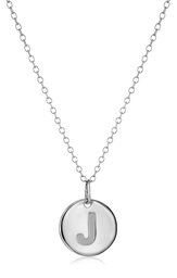 Sterling Silver Round Disc Initial "J" Pendant Necklace, 18.64"