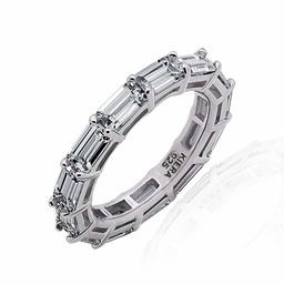 [Find] Amazon Collection Rhodium Plated Sterling Silver Clear Emerald kattokyu-bikkuzirukoniaeta-nitexi-ringu, Size 11