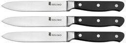Amazon Brand - Solimo Premium High-Carbon Stainless Steel Utility Knife Set, 3-Pieces, Silver
