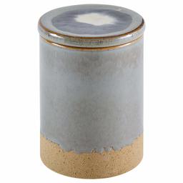 Stone & Beam Organic-Shape Stoneware Round Decorative Organizer Box, 6.4 Inch Height, Blue and Gray (Renewed)
