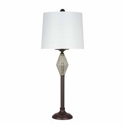 Amazon Brand – Ravenna Home Contemporary Metal Table Lamp with Mercury Glass Accent, LED Bulb Included, 28.5"H, Dark Bronze