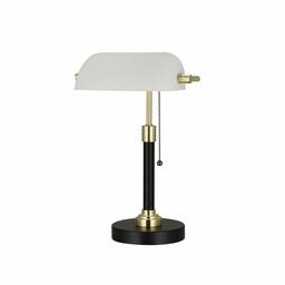 Amazon Brand – Ravenna Home Elegant Banker's Lamp with LED Light Bulb, 16"H, Dark Bronze / Antique Brass