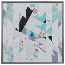 Amazon Brand – Rivet Geometric Aqua and Black Angled Canvas Print in Silver Frame, 31.75" x 31.75"