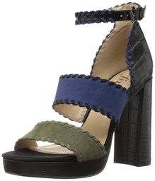 Amazon Brand - The Fix Women's Garza Whipstitch Platform Dress Sandal, Black/Green, 8 B US
