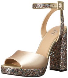 Amazon Brand - The Fix Women's Gia Colorblock Platform Sandal with Ankle Strap, Prosecco/Gold Multi, 8 B US