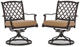 Strathwood Whidbey Cast-Aluminum Swivel Dining Arm Chair, Set of 2