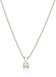 [Find] Amazon Collection Girl's Solid K Yellow Gold Created Opal Birthstone Pendant Necklace, 15 "