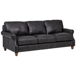 Amazon Brand – Stone & Beam Charles Classic Oversized Leather Sofa, 92"W, Charcoal