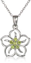 Sterling Silver Gemstone Flower Pendant Necklace