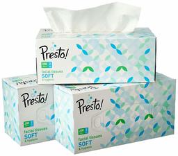 Amazon Brand - Presto! 2 Ply Facial Tissue Box - 200 Pulls (Pack of 3)