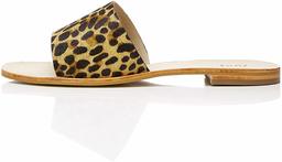 Amazon Brand - find. Women's Simple Slide Leather Sandal, Leopard, US 8.5