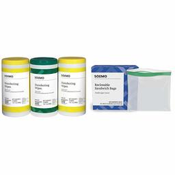 Amazon Brand - Solimo Disinfecting Wipes, Lemon Scent & Fresh Scent, 75 Wipes Each (Pack of 3) & Sandwich Storage Bags, 300 Count